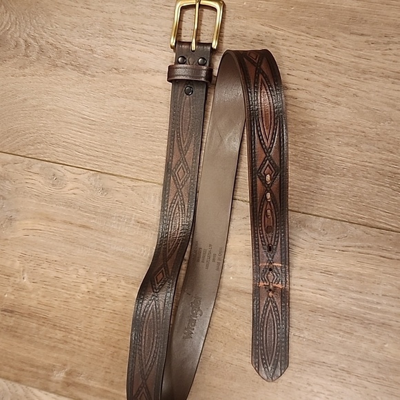 Wrangler Belt Genuine Leather Western Style Removable Buckle Stamped 38 - Picture 7 of 7